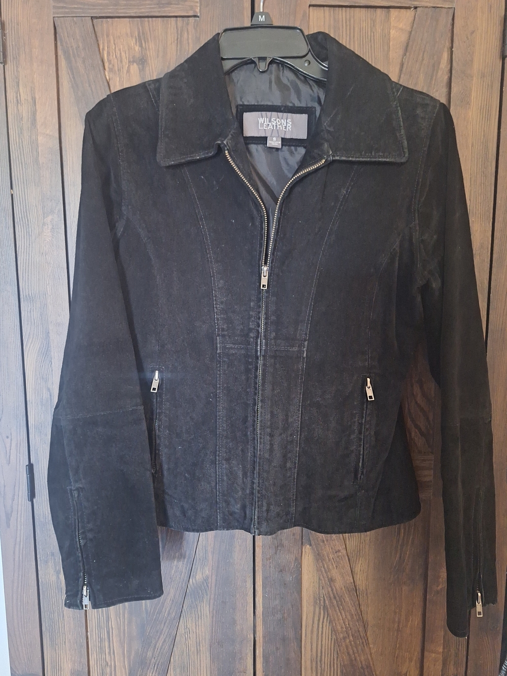 Wilsons Leather Black Suede Zip-Front Women's Jacket